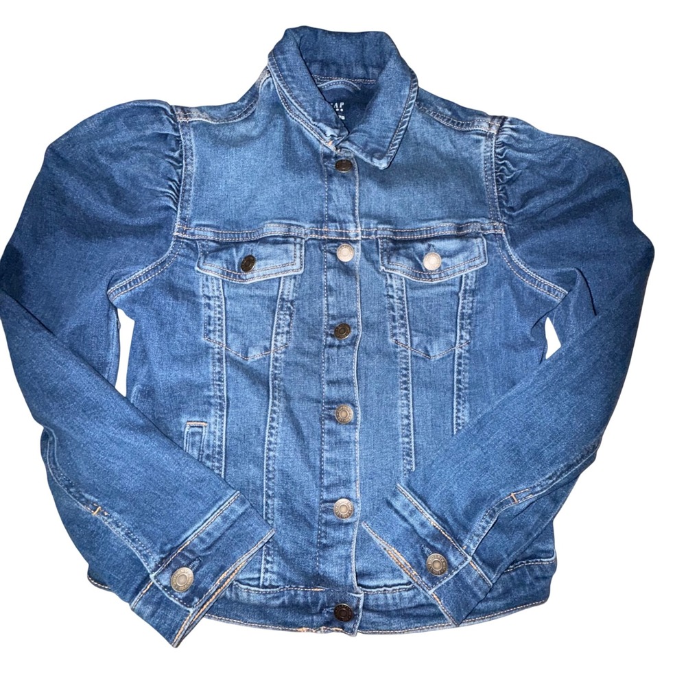 Gap Denim Puff Sleeve Jacket Classic Casual School XXL 14-16 Blue